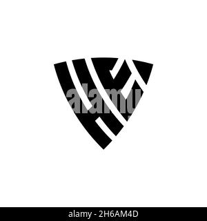 HE Monogram logo letter with triangle shield shape style design isolated on white background. Triangle monogram logo, shield monogram logo, triangle s Stock Vector