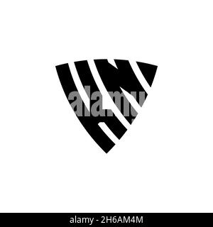 KN Monogram logo letter with triangle shield shape style design isolated on white background. Triangle monogram logo, shield monogram logo, triangle s Stock Vector