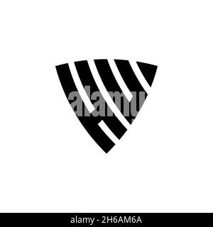 HU Monogram logo letter with triangle shield shape style design isolated on white background. Triangle monogram logo, shield monogram logo, triangle s Stock Vector
