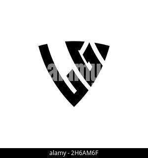 LG Monogram logo letter with triangle shield shape style design isolated on white background. Triangle monogram logo, shield monogram logo, triangle s Stock Vector
