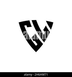 GL Monogram logo letter with triangle shield shape style design isolated on white background. Triangle monogram logo, shield monogram logo, triangle s Stock Vector