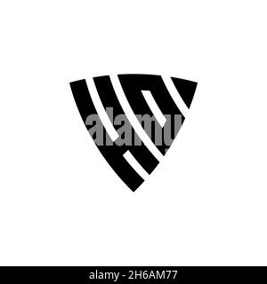 HO Monogram logo letter with triangle shield shape style design isolated on white background. Triangle monogram logo, shield monogram logo, triangle s Stock Vector