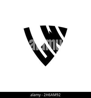 LW Monogram logo letter with triangle shield shape style design isolated on white background. Triangle monogram logo, shield monogram logo, triangle s Stock Vector