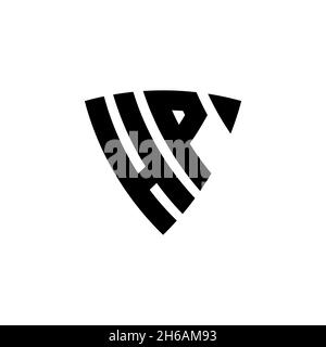 HP Monogram logo letter with triangle shield shape style design isolated on white background. Triangle monogram logo, shield monogram logo, triangle s Stock Vector