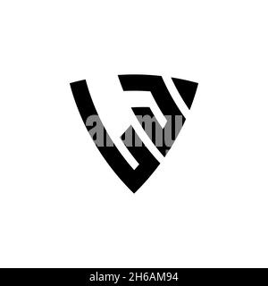 LJ Monogram logo letter with triangle shield shape style design isolated on white background. Triangle monogram logo, shield monogram logo, triangle s Stock Vector