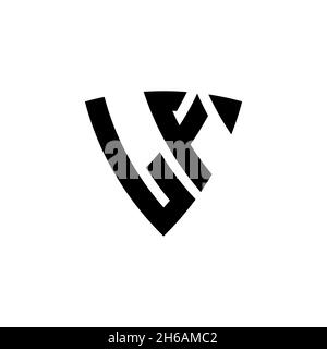 LF Monogram logo letter with triangle shield shape style design isolated on white background. Triangle monogram logo, shield monogram logo, triangle s Stock Vector