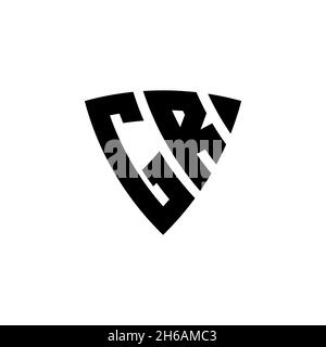 GR Monogram logo letter with triangle shield shape style design isolated on white background. Triangle monogram logo, shield monogram logo, triangle s Stock Vector