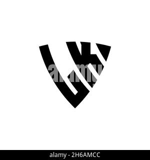 LK Monogram logo letter with triangle shield shape style design isolated on white background. Triangle monogram logo, shield monogram logo, triangle s Stock Vector