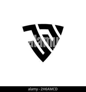 JJ Monogram logo letter with triangle shield shape style design isolated on white background. Triangle monogram logo, shield monogram logo, triangle s Stock Vector
