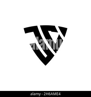 JC Monogram logo letter with triangle shield shape style design isolated on white background. Triangle monogram logo, shield monogram logo, triangle s Stock Vector