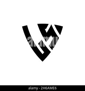 LS Monogram logo letter with triangle shield shape style design isolated on white background. Triangle monogram logo, shield monogram logo, triangle s Stock Vector