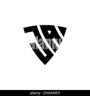 JA Monogram logo letter with triangle shield shape style design isolated on white background. Triangle monogram logo, shield monogram logo, triangle s Stock Vector