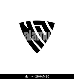ND Monogram logo letter with triangle shield shape style design isolated on white background. Triangle monogram logo, shield monogram logo, triangle s Stock Vector