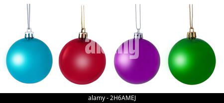 Collection of colorful christmas decoration balls isolated on white background Stock Photo