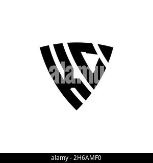KC Monogram logo letter with triangle shield shape style design isolated on white background. Triangle monogram logo, shield monogram logo, triangle s Stock Vector