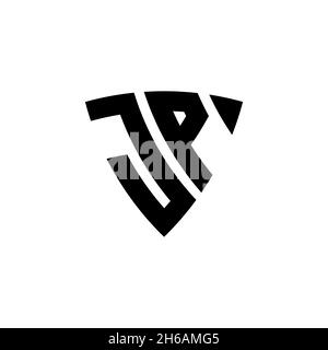 JP Monogram logo letter with triangle shield shape style design isolated on white background. Triangle monogram logo, shield monogram logo, triangle s Stock Vector