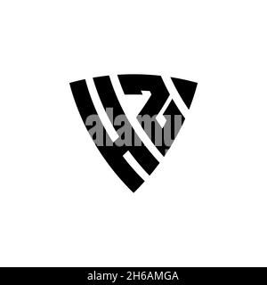 HZ Monogram logo letter with triangle shield shape style design isolated on white background. Triangle monogram logo, shield monogram logo, triangle s Stock Vector