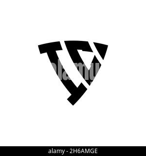 IC Monogram logo letter with triangle shield shape style design isolated on white background. Triangle monogram logo, shield monogram logo, triangle s Stock Vector