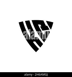KQ Monogram logo letter with triangle shield shape style design isolated on white background. Triangle monogram logo, shield monogram logo, triangle s Stock Vector