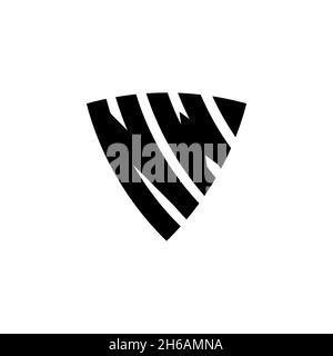 NW Monogram logo letter with triangle shield shape style design isolated on white background. Triangle monogram logo, shield monogram logo, triangle s Stock Vector