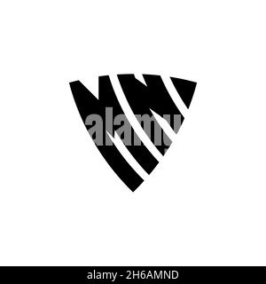 MN Monogram logo letter with triangle shield shape style design isolated on white background. Triangle monogram logo, shield monogram logo, triangle s Stock Vector