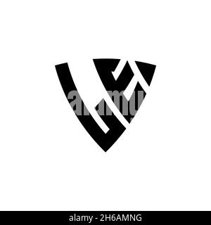 LE Monogram logo letter with triangle shield shape style design isolated on white background. Triangle monogram logo, shield monogram logo, triangle s Stock Vector