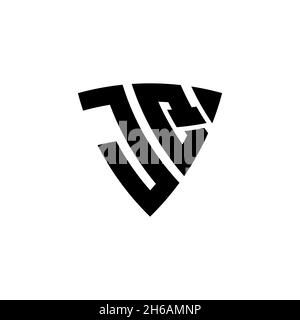 JQ Monogram logo letter with triangle shield shape style design isolated on white background. Triangle monogram logo, shield monogram logo, triangle s Stock Vector