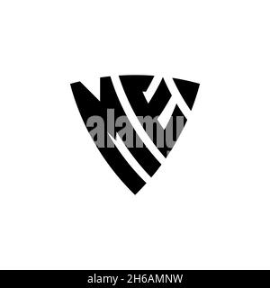 ME Monogram logo letter with triangle shield shape style design isolated on white background. Triangle monogram logo, shield monogram logo, triangle s Stock Vector