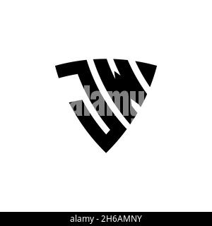 JW Monogram logo letter with triangle shield shape style design isolated on white background. Triangle monogram logo, shield monogram logo, triangle s Stock Vector