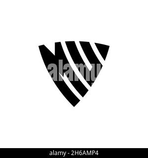 MU Monogram logo letter with triangle shield shape style design isolated on white background. Triangle monogram logo, shield monogram logo, triangle s Stock Vector