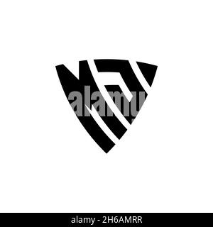 MJ Monogram logo letter with triangle shield shape style design isolated on white background. Triangle monogram logo, shield monogram logo, triangle s Stock Vector