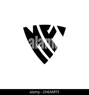 MF Monogram logo letter with triangle shield shape style design isolated on white background. Triangle monogram logo, shield monogram logo, triangle s Stock Vector