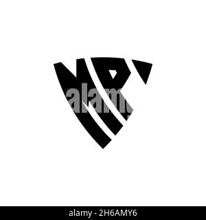 MP Monogram logo letter with triangle shield shape style design isolated on white background. Triangle monogram logo, shield monogram logo, triangle s Stock Vector