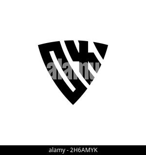 OX Monogram logo letter with triangle shield shape style design isolated on white background. Triangle monogram logo, shield monogram logo, triangle s Stock Vector