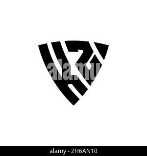 KZ Monogram logo letter with triangle shield shape style design isolated on white background. Triangle monogram logo, shield monogram logo, triangle s Stock Vector