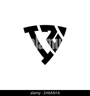IZ Monogram logo letter with triangle shield shape style design isolated on white background. Triangle monogram logo, shield monogram logo, triangle s Stock Vector