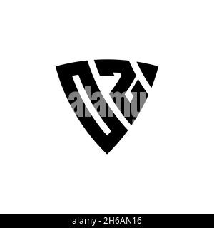 OZ Monogram logo letter with triangle shield shape style design isolated on white background. Triangle monogram logo, shield monogram logo, triangle s Stock Vector