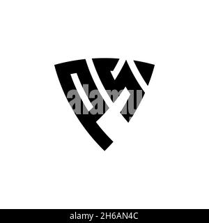 PS Monogram logo letter with triangle shield shape style design isolated on white background. Triangle monogram logo, shield monogram logo, triangle s Stock Vector