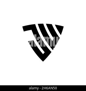 JU Monogram logo letter with triangle shield shape style design isolated on white background. Triangle monogram logo, shield monogram logo, triangle s Stock Vector