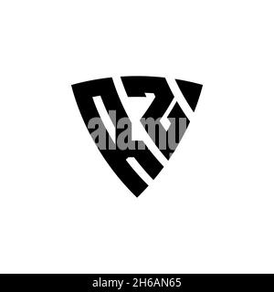 RZ Monogram logo letter with triangle shield shape style design isolated on white background. Triangle monogram logo, shield monogram logo, triangle s Stock Vector