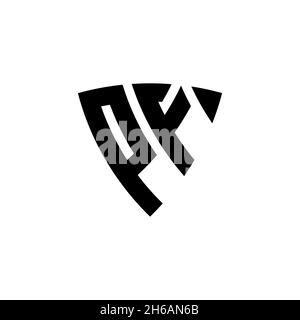 PF Monogram logo letter with triangle shield shape style design isolated on white background. Triangle monogram logo, shield monogram logo, triangle s Stock Vector