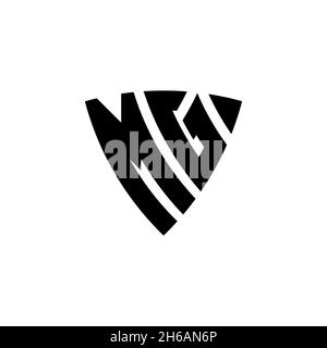 MG Monogram logo letter with triangle shield shape style design isolated on white background. Triangle monogram logo, shield monogram logo, triangle s Stock Vector