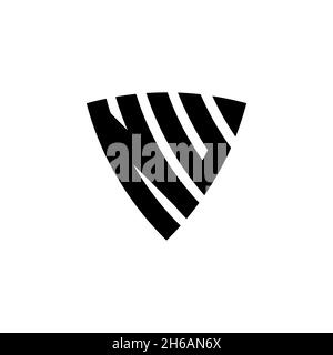 NU Monogram logo letter with triangle shield shape style design isolated on white background. Triangle monogram logo, shield monogram logo, triangle s Stock Vector