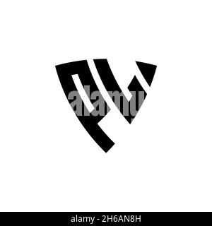 PL Monogram logo letter with triangle shield shape style design isolated on white background. Triangle monogram logo, shield monogram logo, triangle s Stock Vector