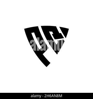 PQ Monogram logo letter with triangle shield shape style design isolated on white background. Triangle monogram logo, shield monogram logo, triangle s Stock Vector