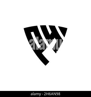 PY Monogram logo letter with triangle shield shape style design isolated on white background. Triangle monogram logo, shield monogram logo, triangle s Stock Vector