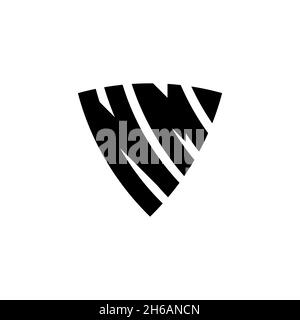 NM Monogram logo letter with triangle shield shape style design isolated on white background. Triangle monogram logo, shield monogram logo, triangle s Stock Vector