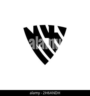 MX Monogram logo letter with triangle shield shape style design isolated on white background. Triangle monogram logo, shield monogram logo, triangle s Stock Vector