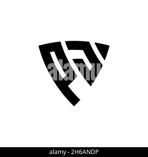 PJ Monogram logo letter with triangle shield shape style design isolated on white background. Triangle monogram logo, shield monogram logo, triangle s Stock Vector