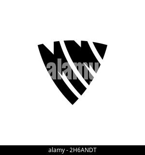 MM Monogram logo letter with triangle shield shape style design isolated on white background. Triangle monogram logo, shield monogram logo, triangle s Stock Vector